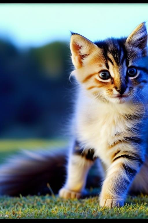 мультяшный котенок коричневый с голубыми глазами 